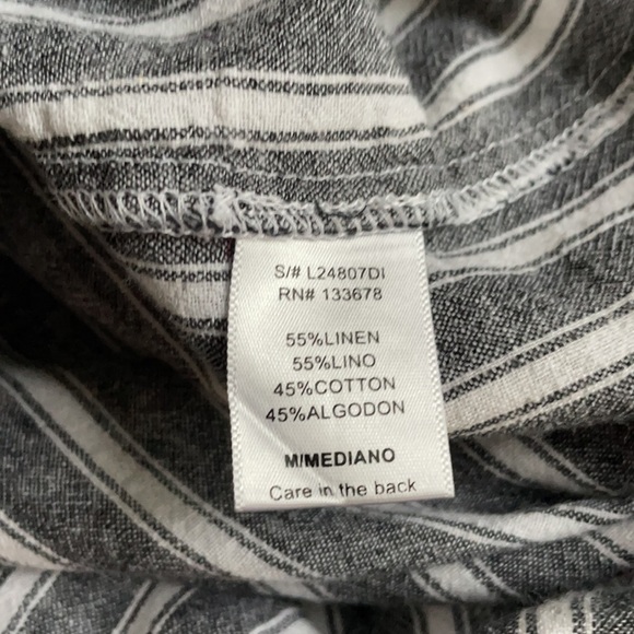 Love Tree Striped Linen Blend Three Quarter Sleeve Tunic - Picture 8 of 9